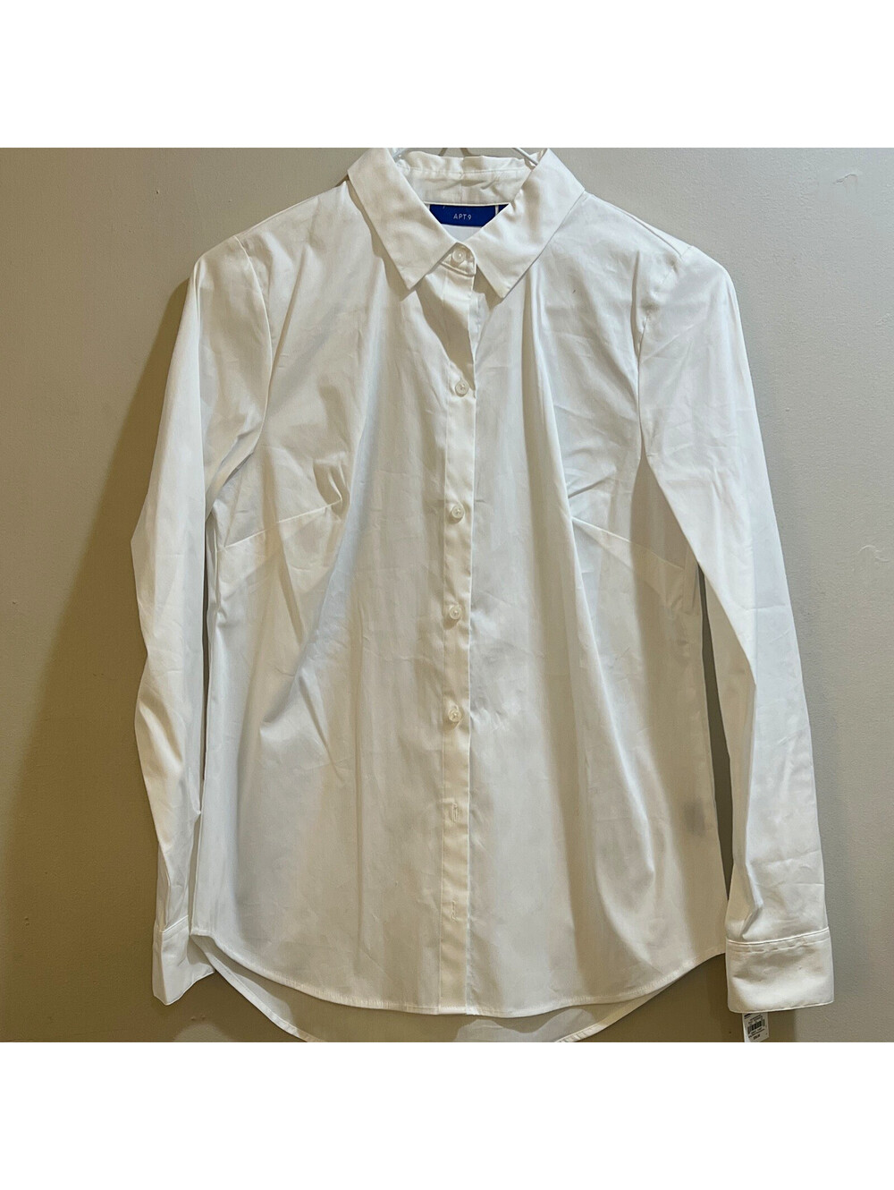 Apt. 9 Women’s White Solid Dress Shirt XS Regular Fit Stretch 32/33 Long Sleeve